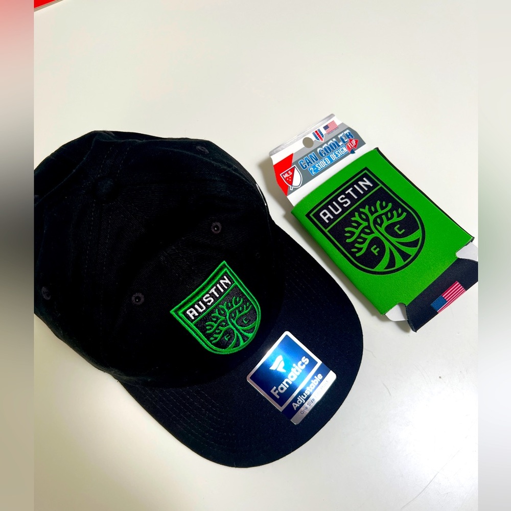 Bundle of Austin FC hat and koozie